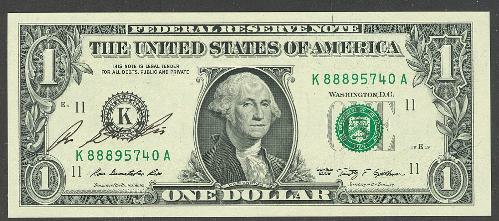 2009 $1 FRN, Courtesy Autograph: Rosa Rios, Treasurer of the United States, Very Choice CU